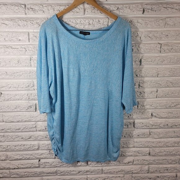 Lane Bryant Womens Top 22 24 Plus Tee Blue White Stripe Lightweight STR187E - Picture 1 of 8